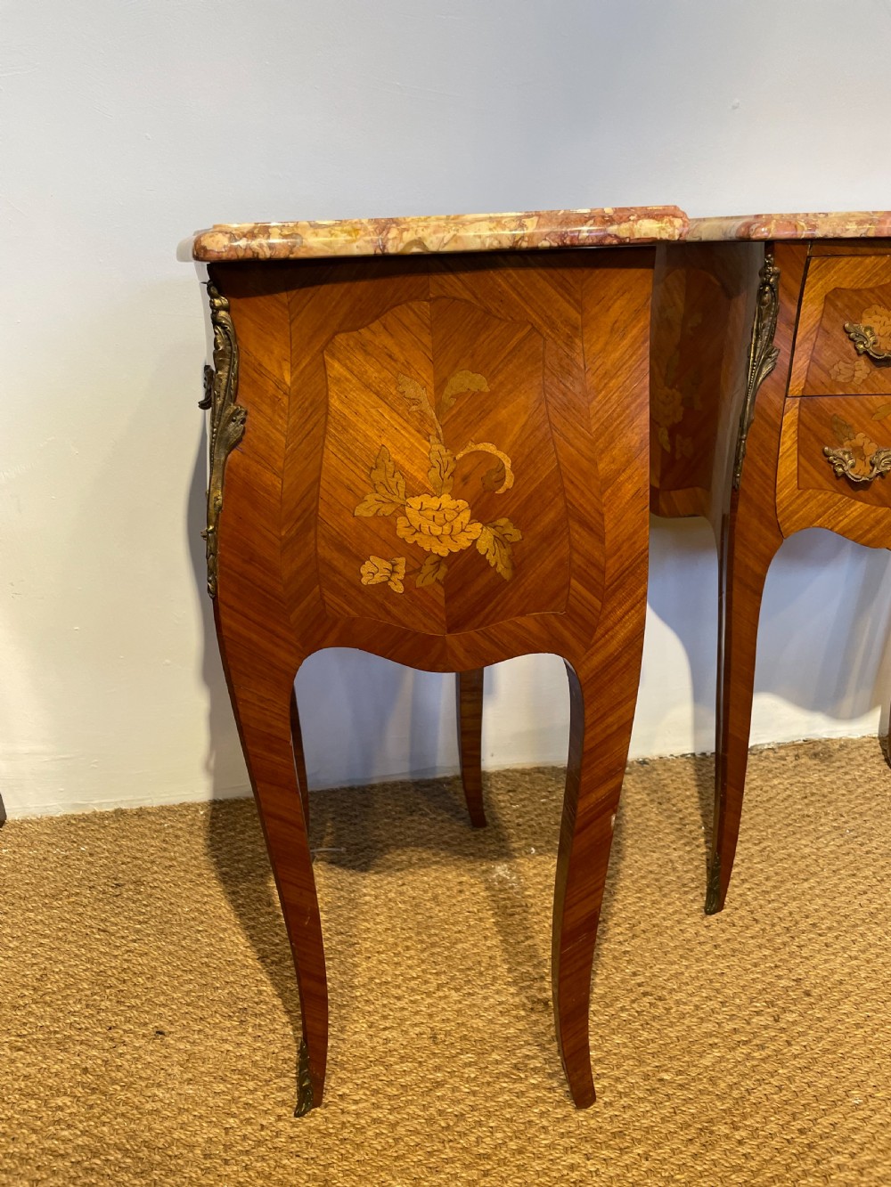 Pair of marble topped bedside cabinets  View V