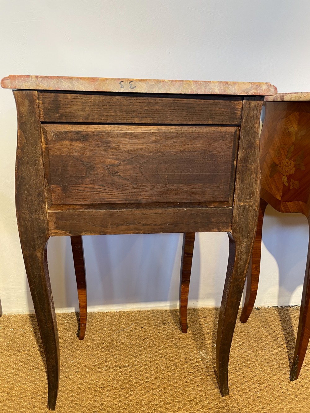 Pair of marble topped bedside cabinets  View VI