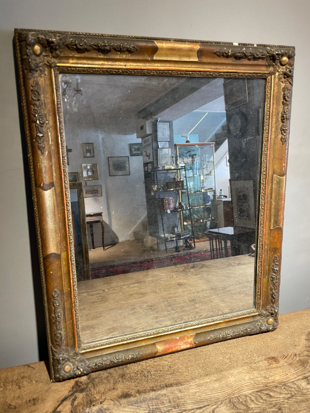 Small antique gilt mirror  28X22.5 