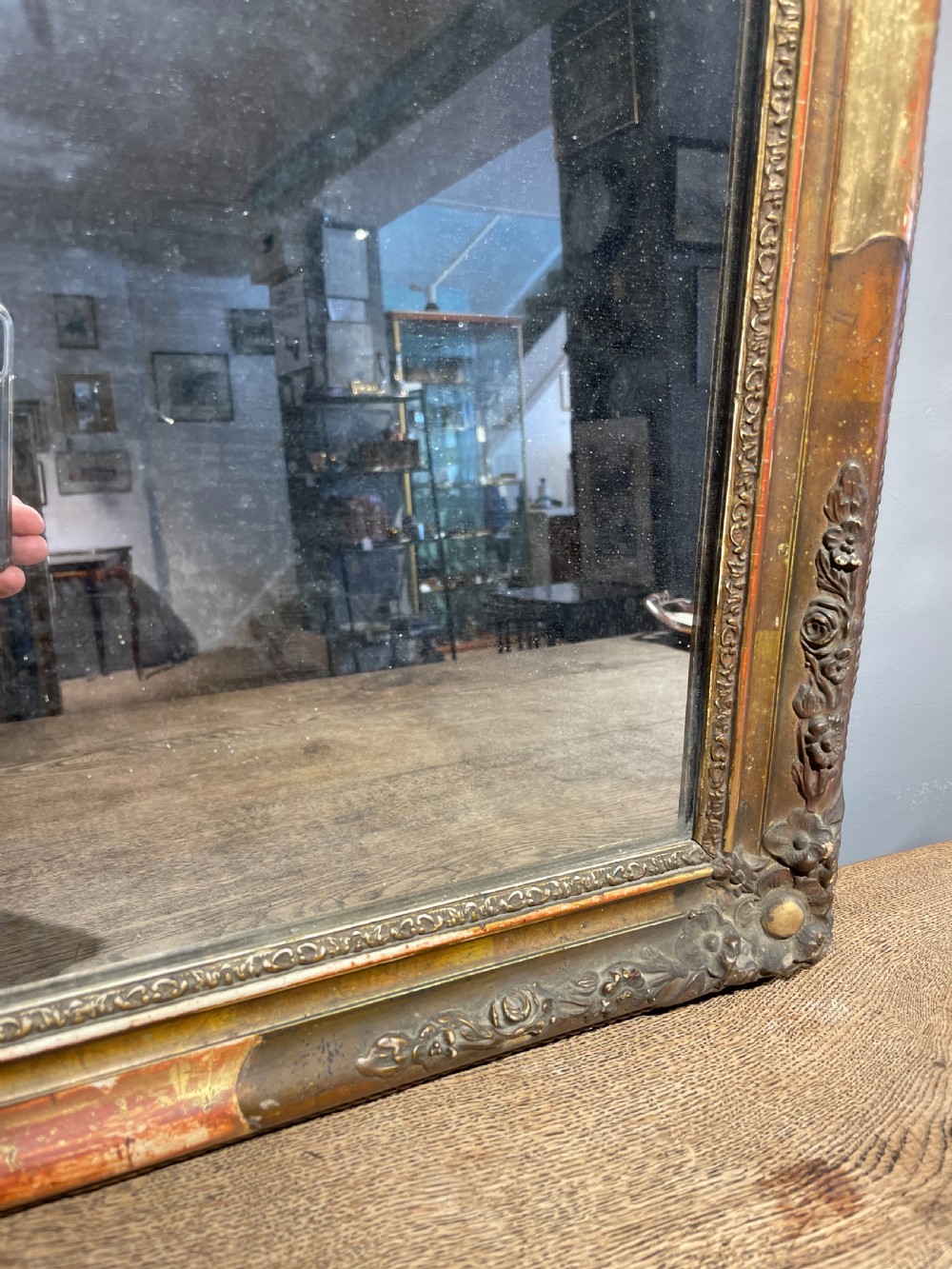 Small antique gilt mirror  28X22.5  View II