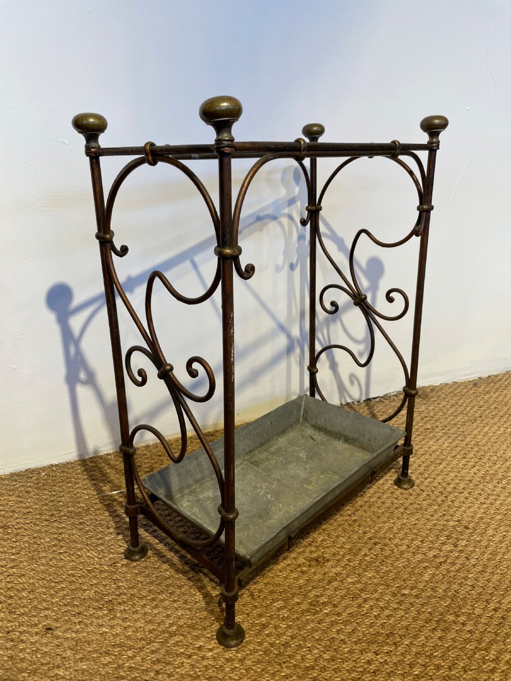 Wrought iron and brass umbrella  / stick stand 