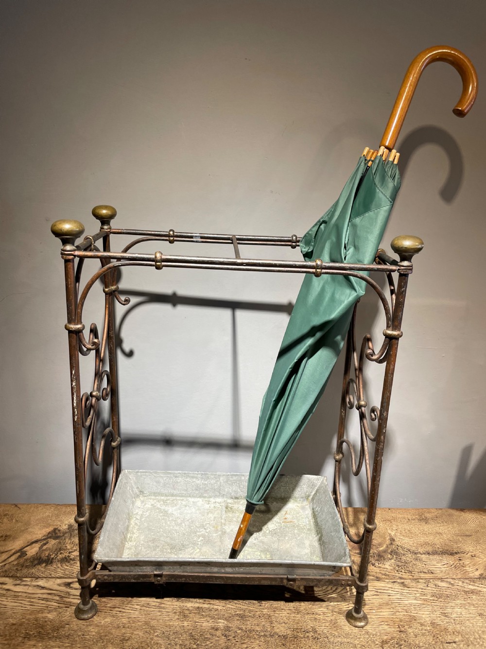 Wrought iron and brass umbrella  / stick stand  View VI