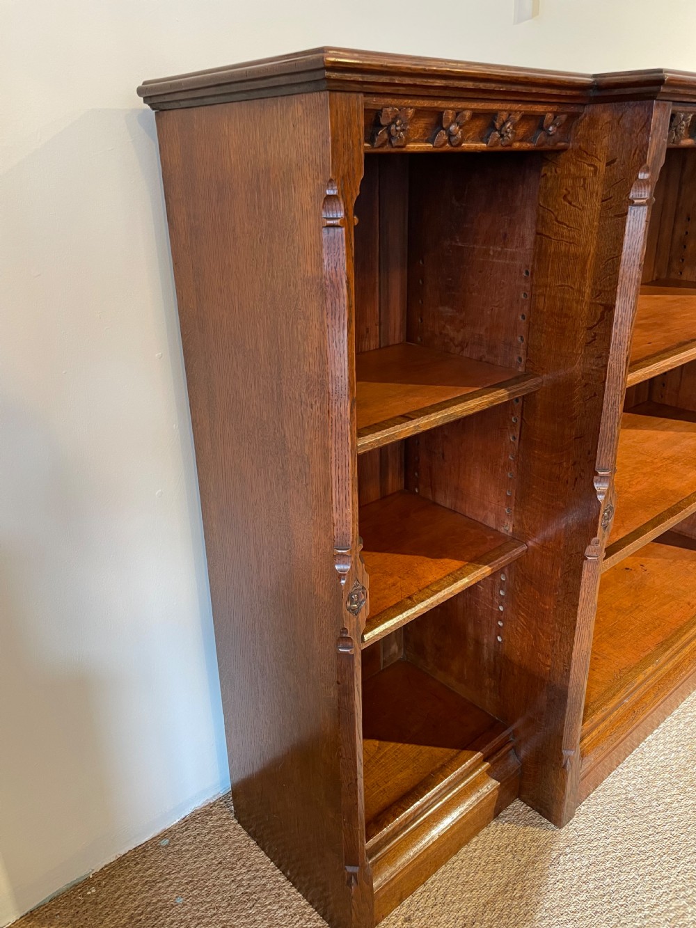Victorian gothic style open bookcase  View II