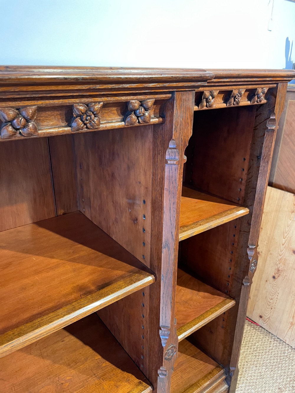 Victorian gothic style open bookcase  View V