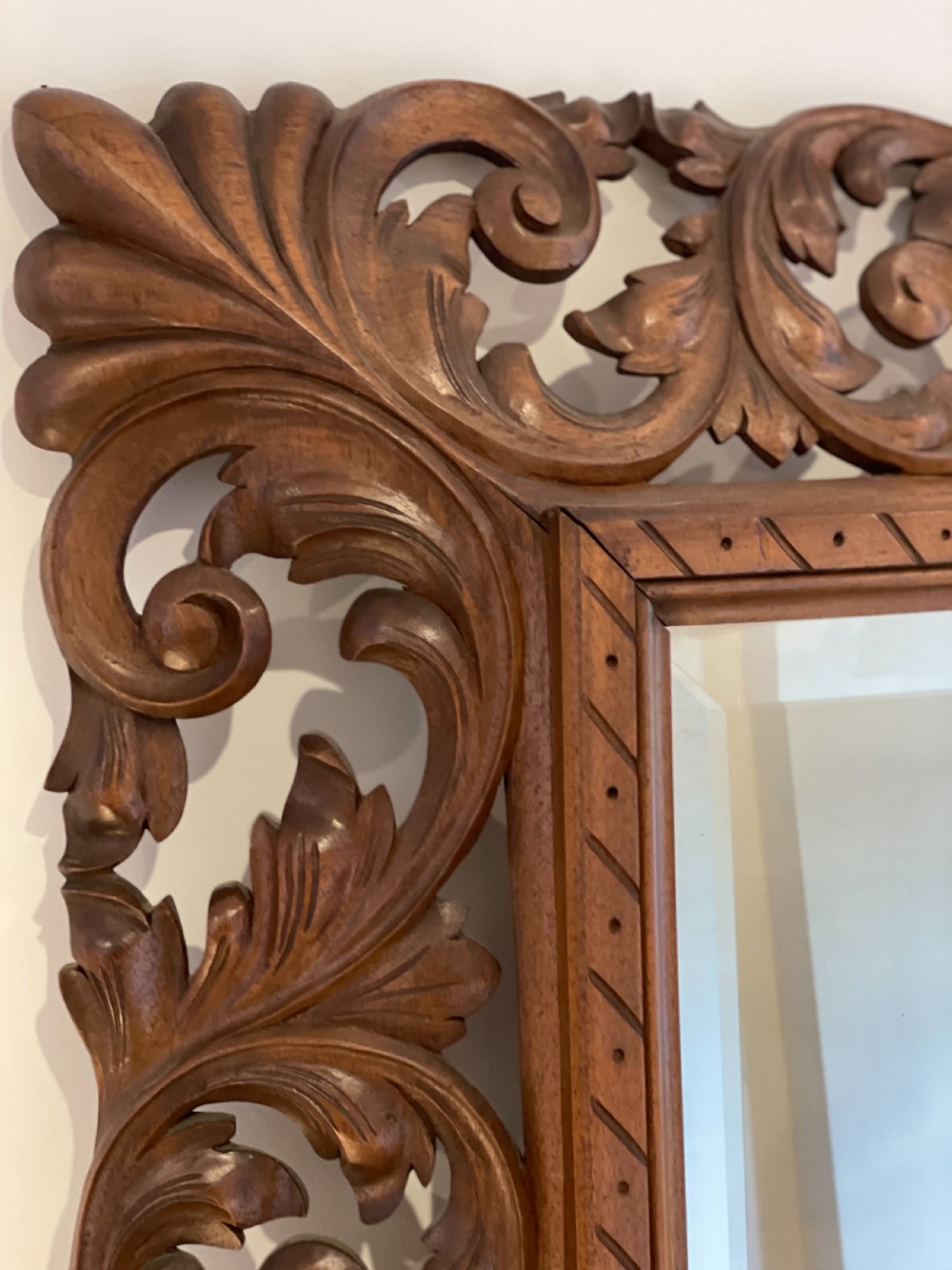 Carved walnut mirror View II