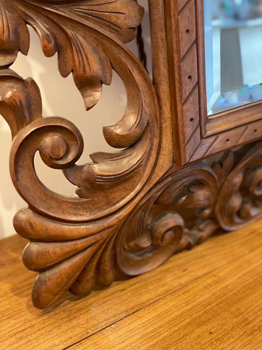 Carved walnut mirror View III