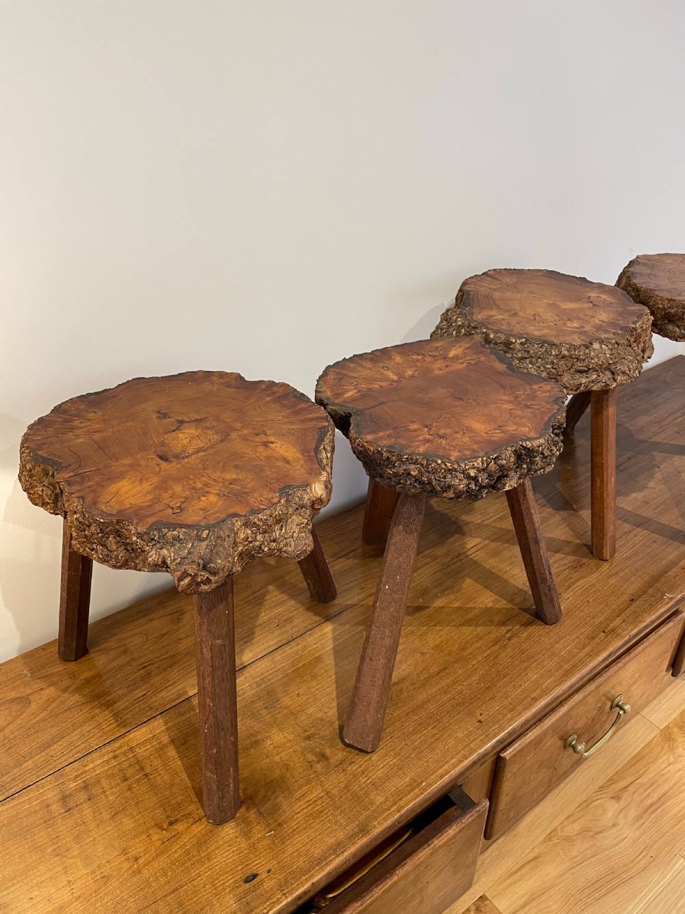 Set of 4 elm stools View III