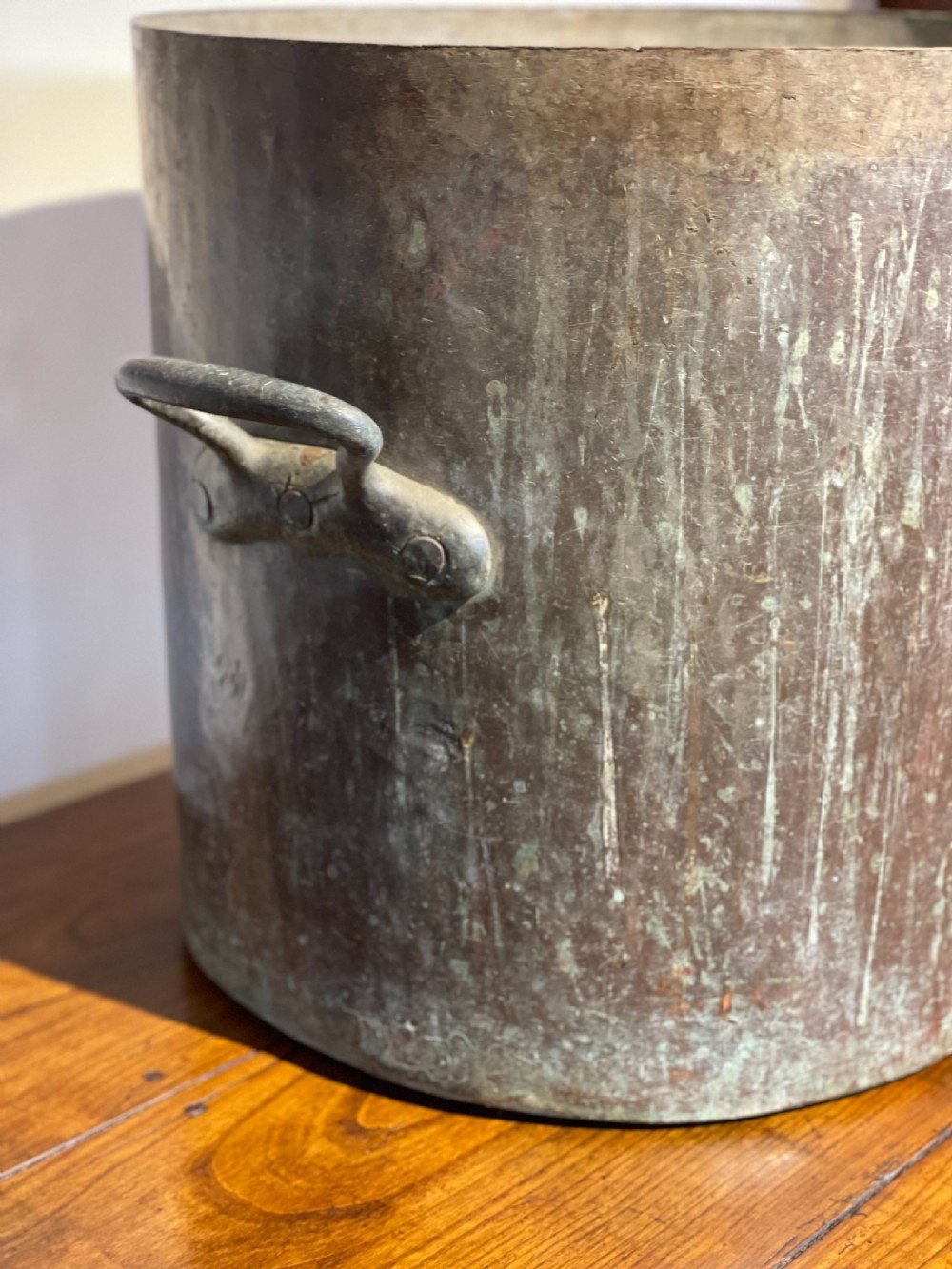 Large antique copper pot , log bin  View IV