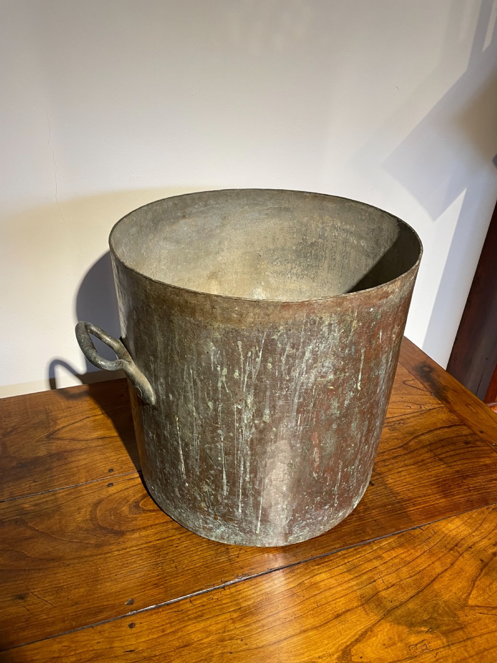 Large antique copper pot , log bin  View VI