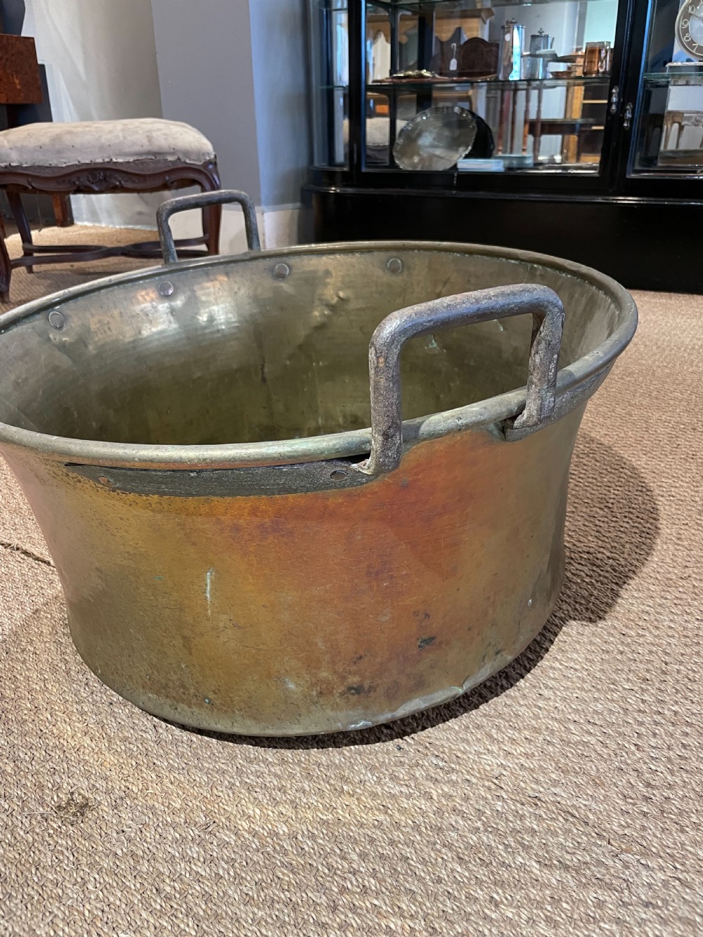 Large antique brass pot / log bin  View II
