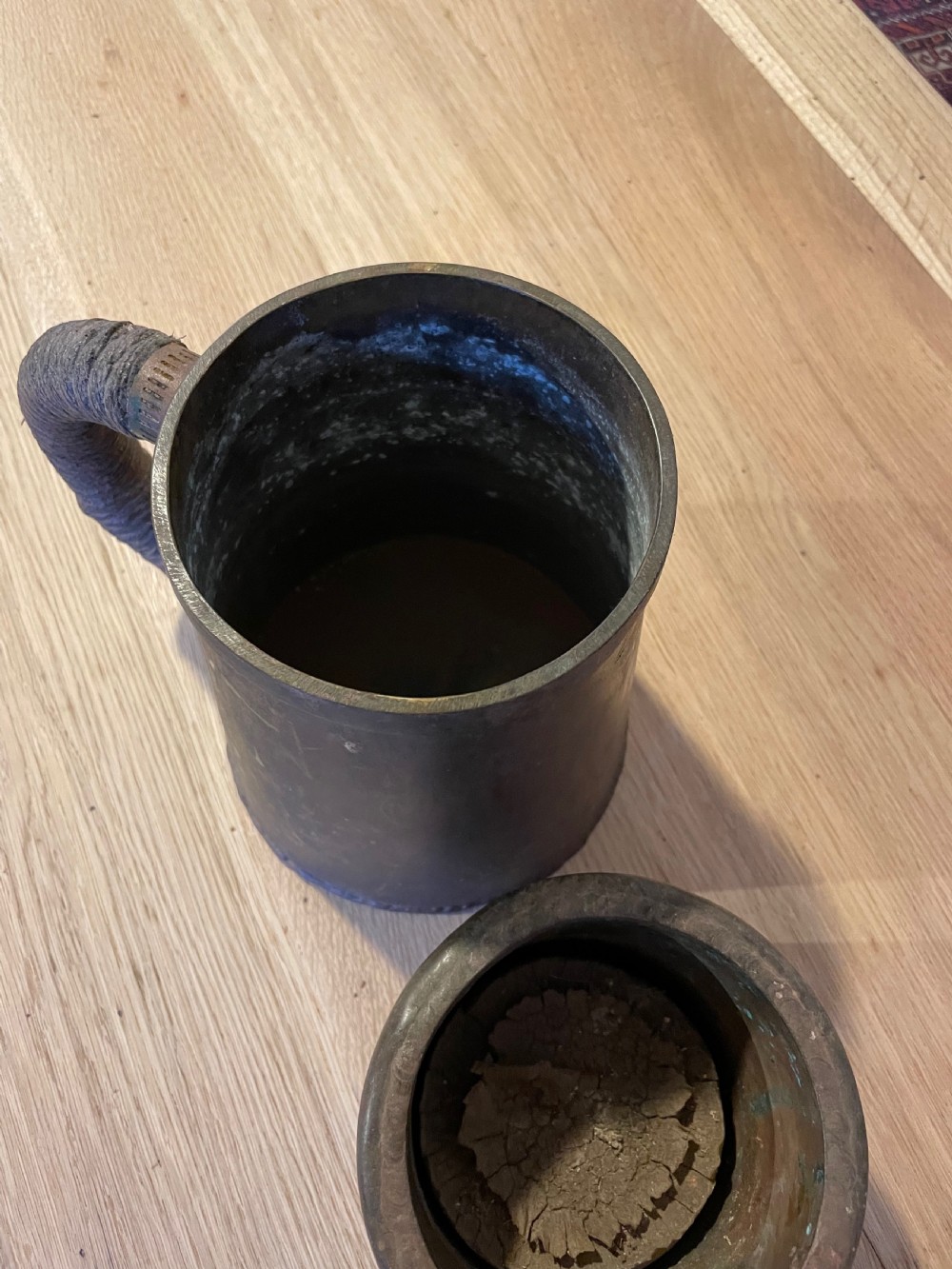 Antique woodworkers glue pot  View IV