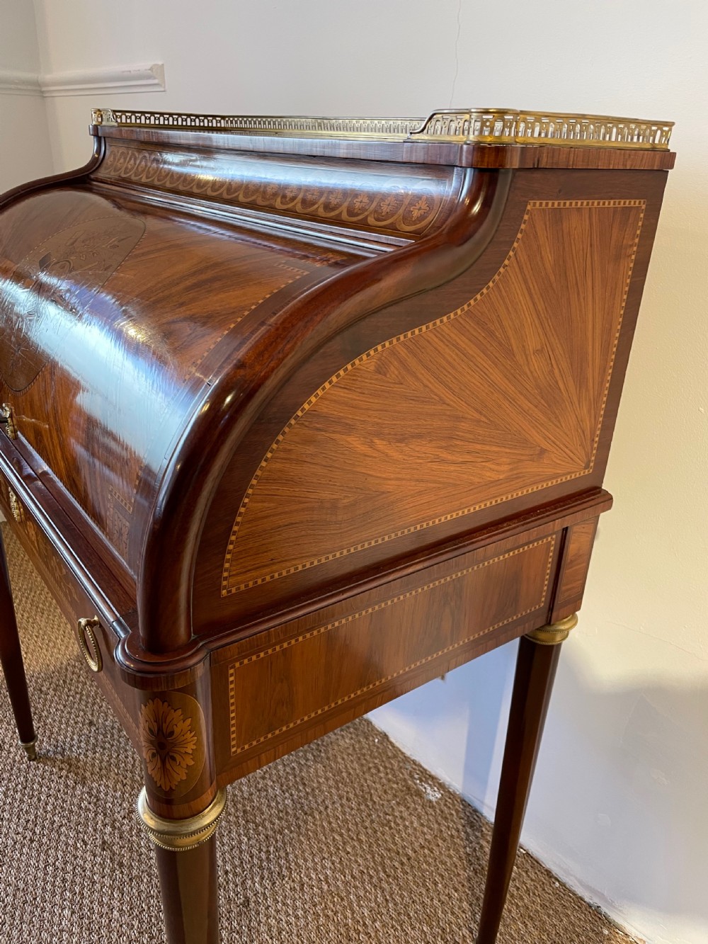 French inlaid cylinder desk  View III