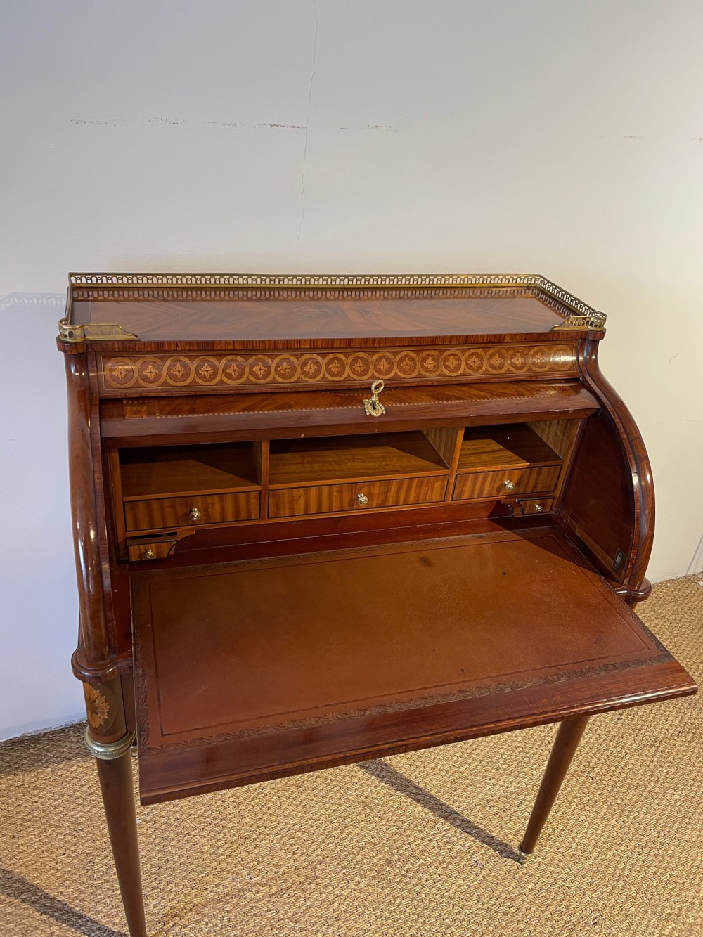 French inlaid cylinder desk  View IV
