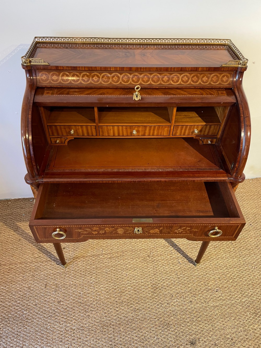 French inlaid cylinder desk  View VI