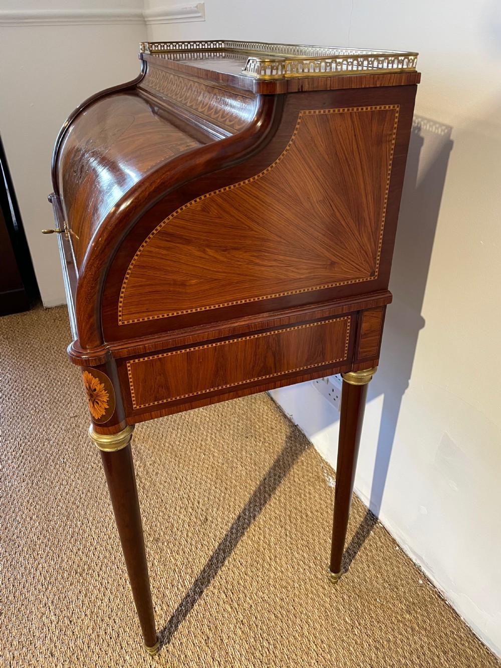French inlaid cylinder desk  View VII