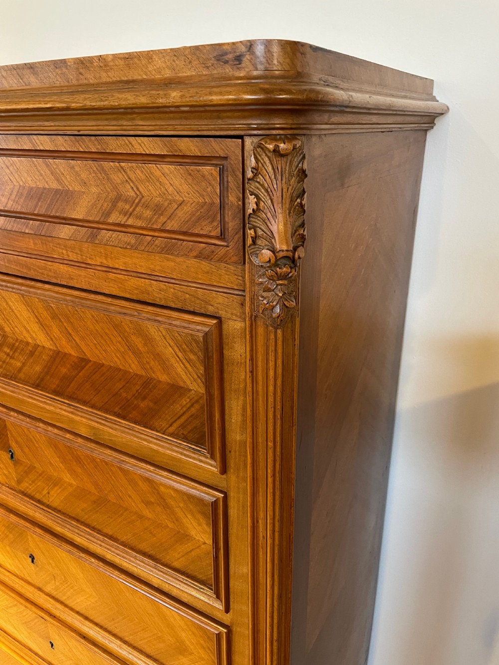 Tall narrow walnut chest of drawers  View VIII