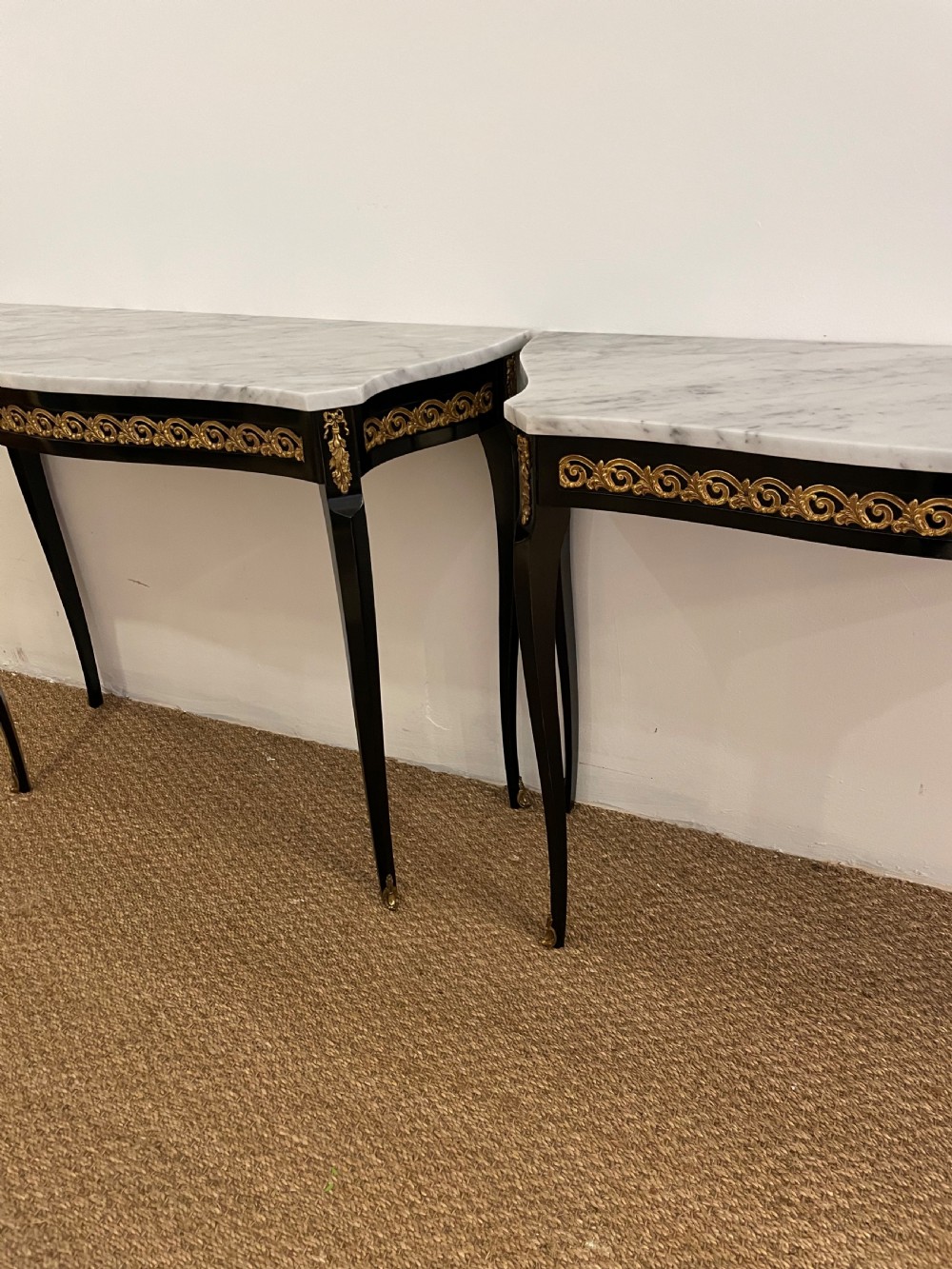 Pair of marble topped console tables  View VI