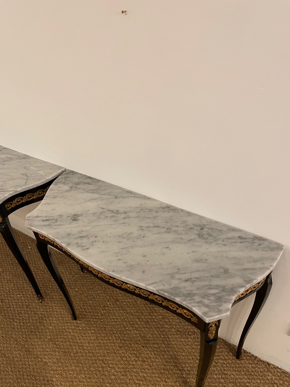 Pair of marble topped console tables  View VII