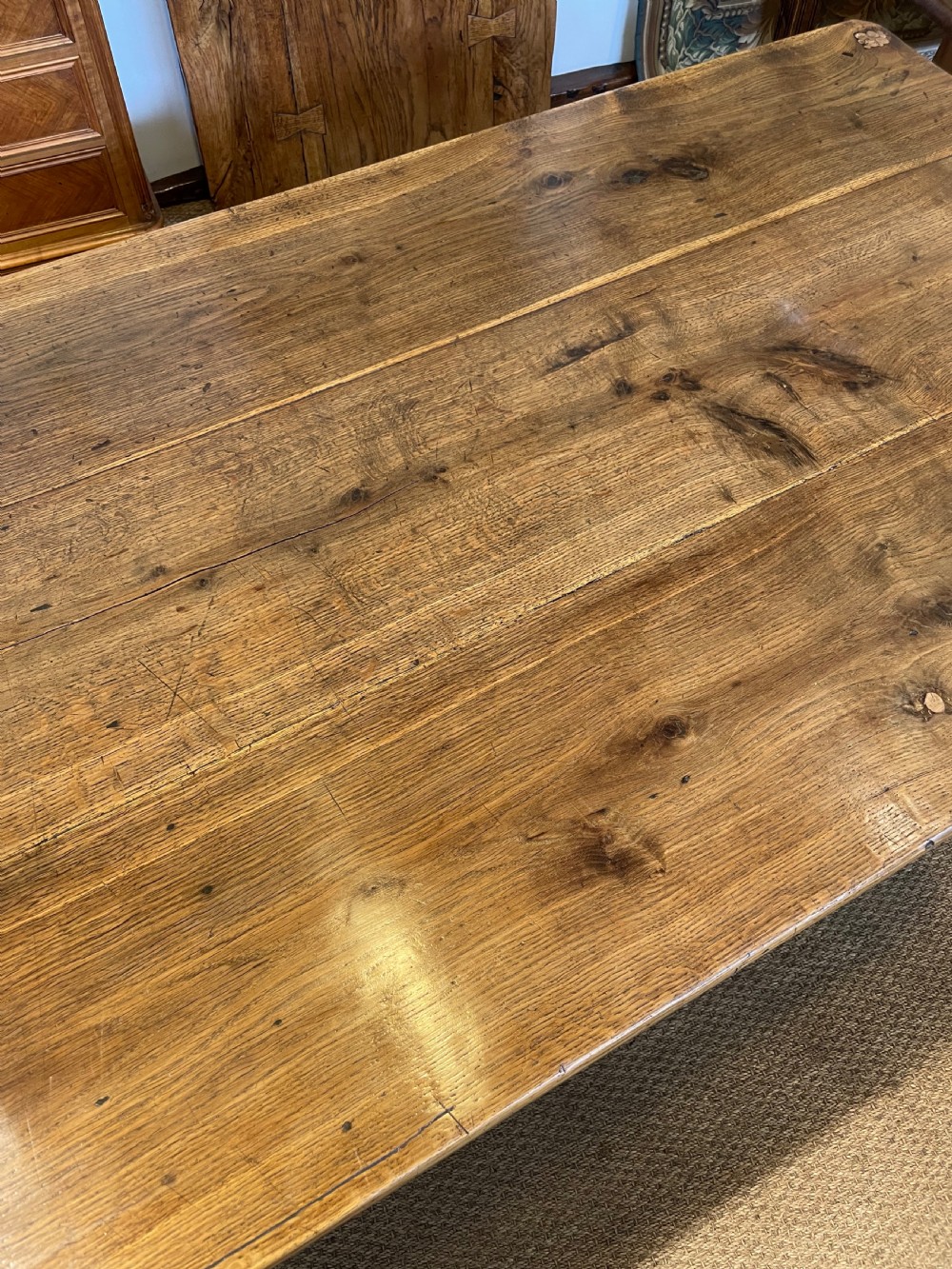 Large chestnut farmhouse table  View VIII