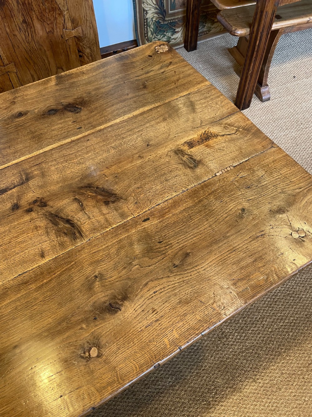 Large chestnut farmhouse table  View IX