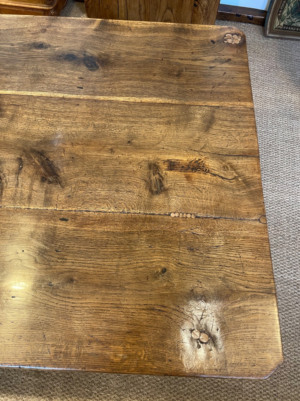 Large chestnut farmhouse table  View X