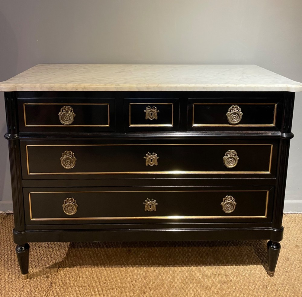 Louis XVI style ebonised commode  View II