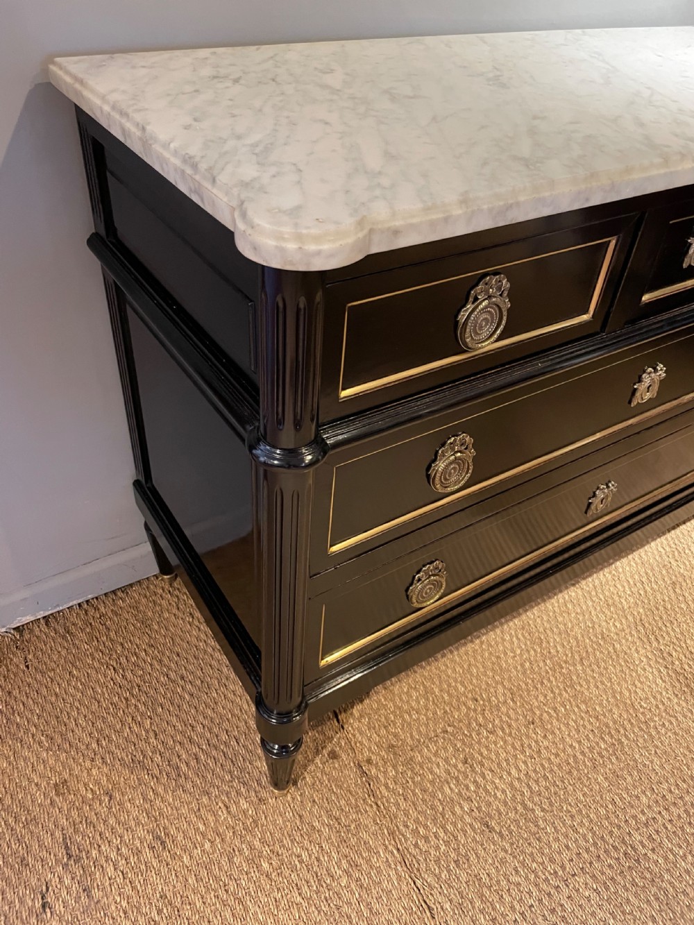 Louis XVI style ebonised commode  View III