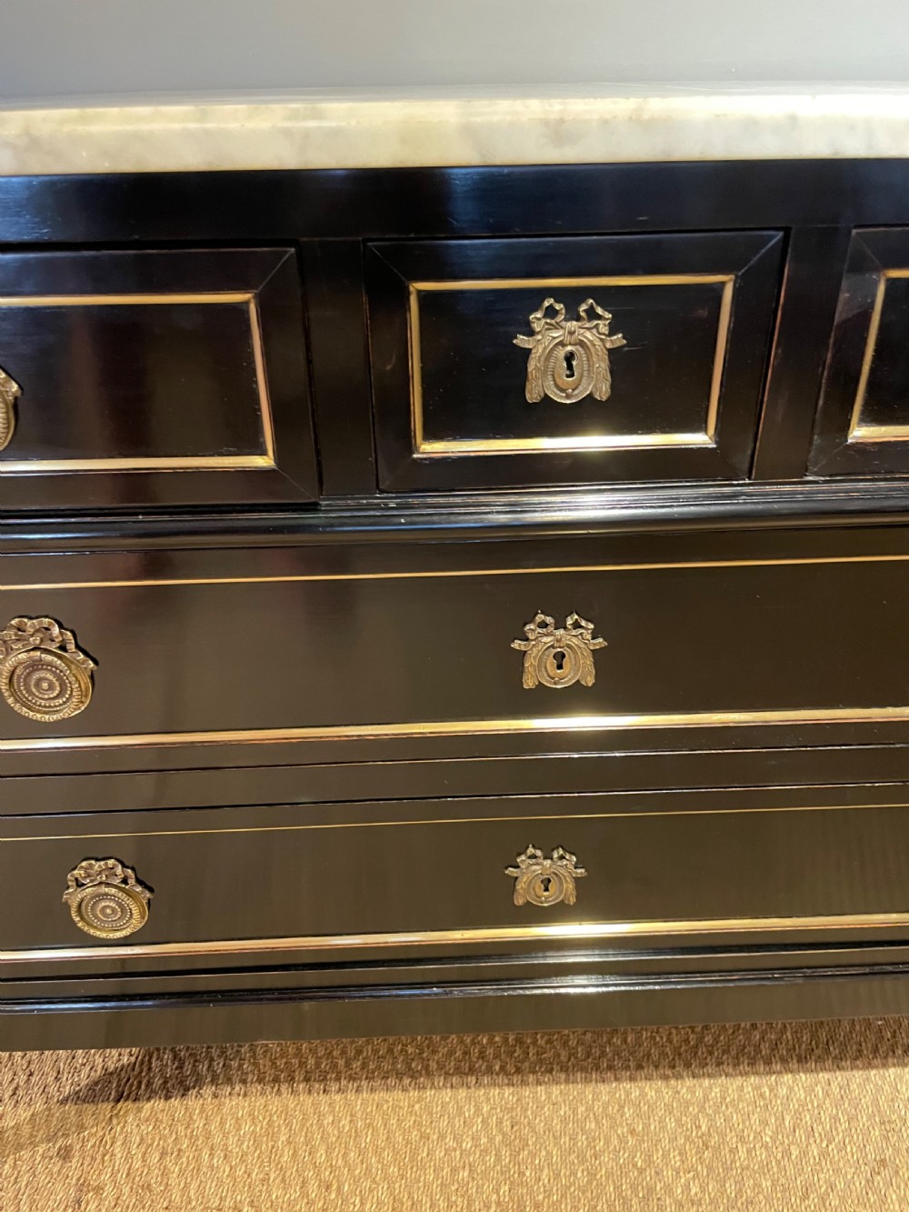 Louis XVI style ebonised commode  View V