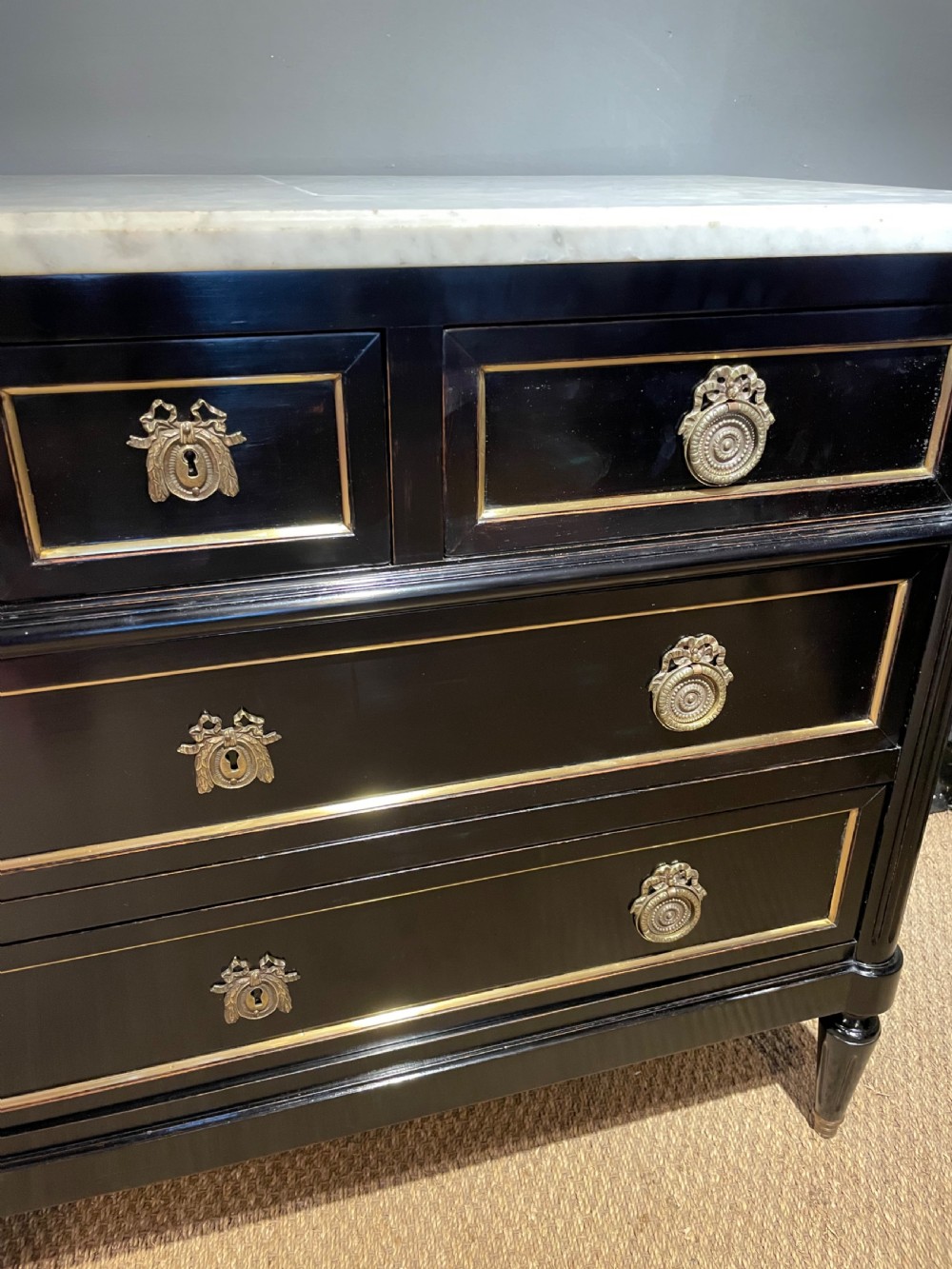 Louis XVI style ebonised commode  View VI