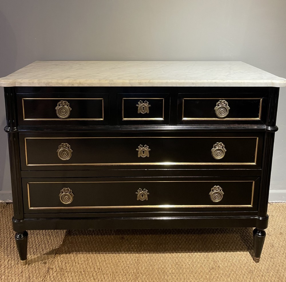 Louis XVI style ebonised commode 