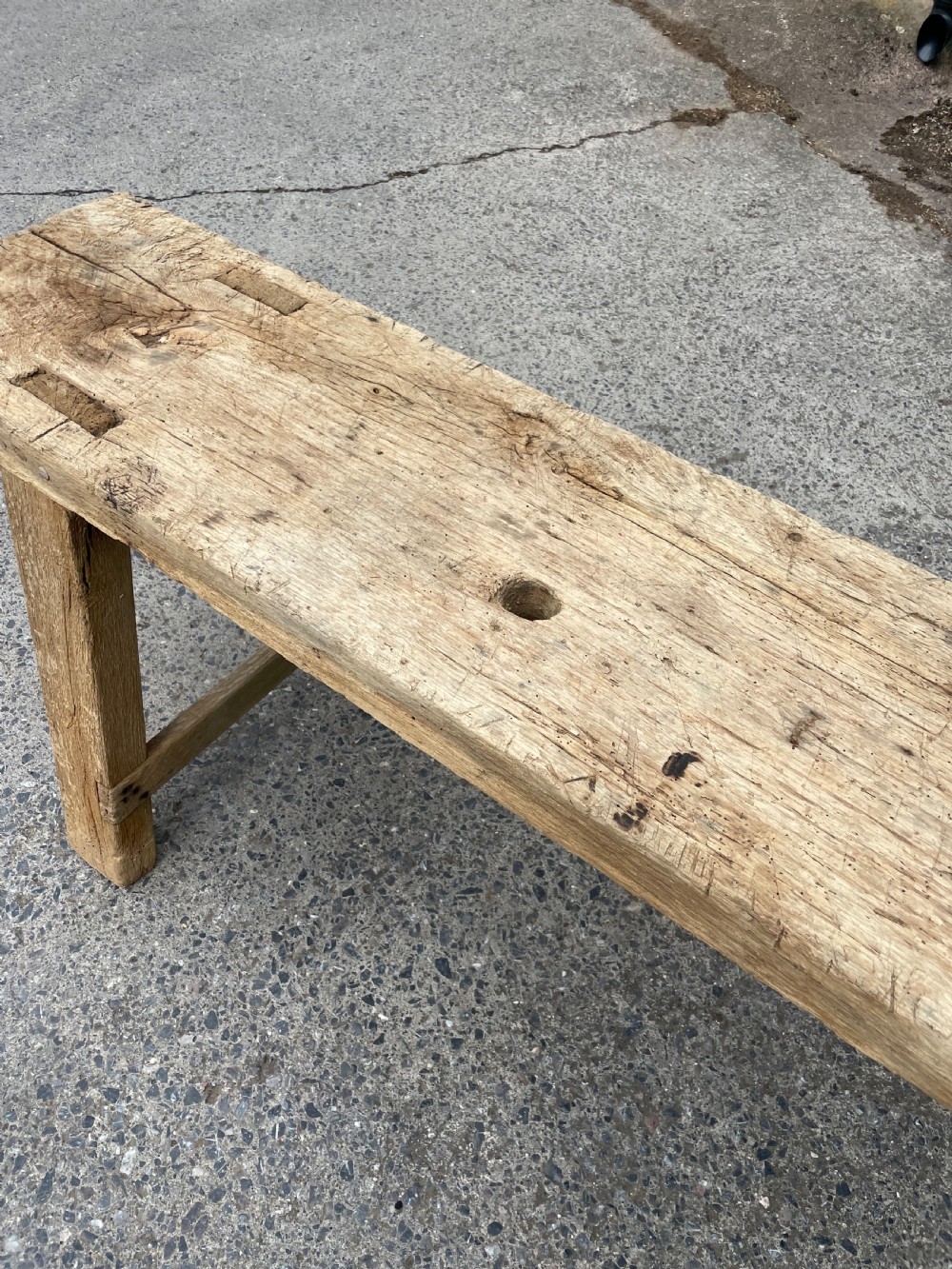 Rustic scrubbed oak console table  View IV