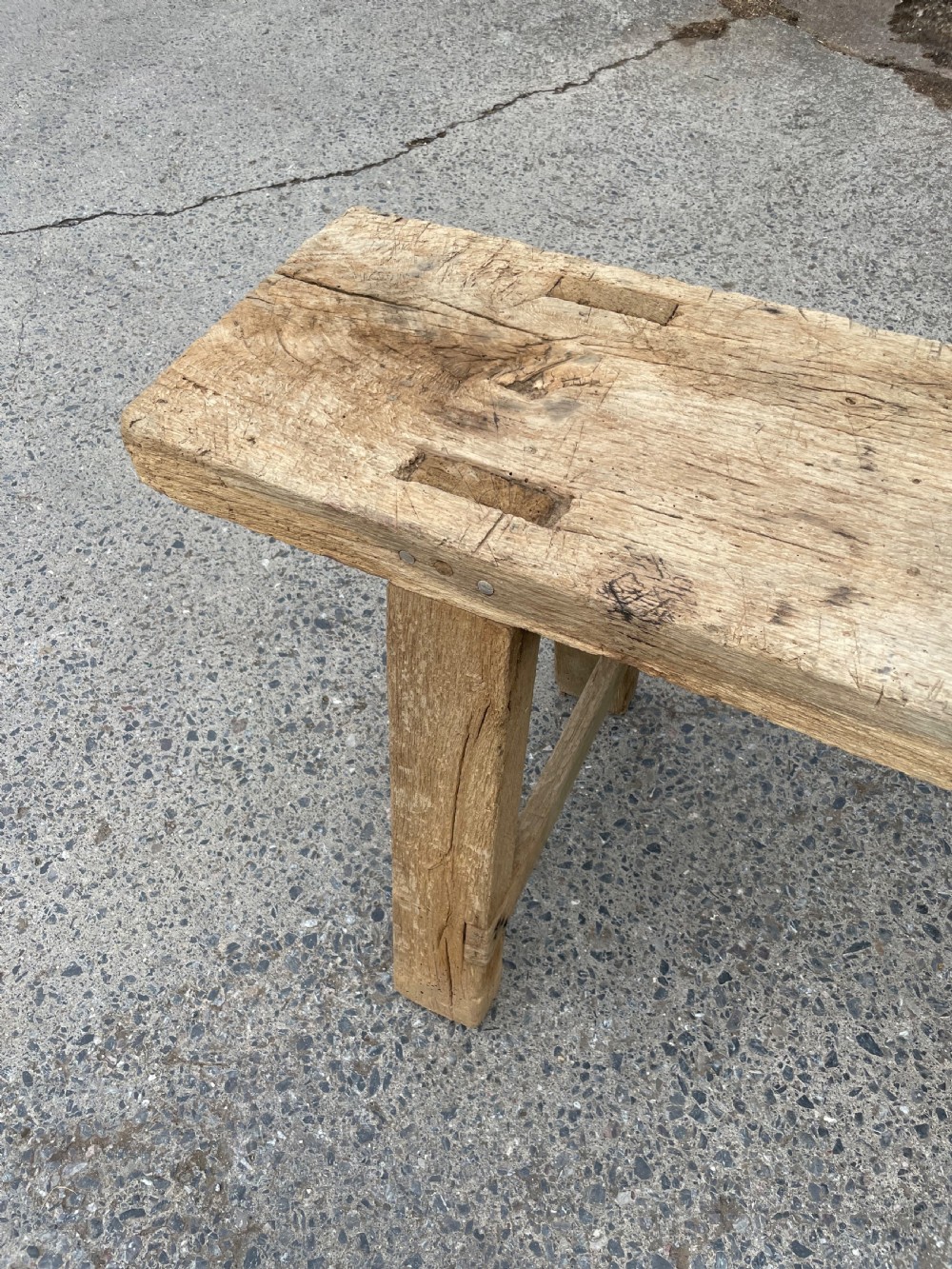 Rustic scrubbed oak console table  View V