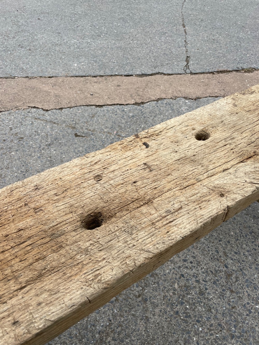 Rustic scrubbed oak console table  View VIII