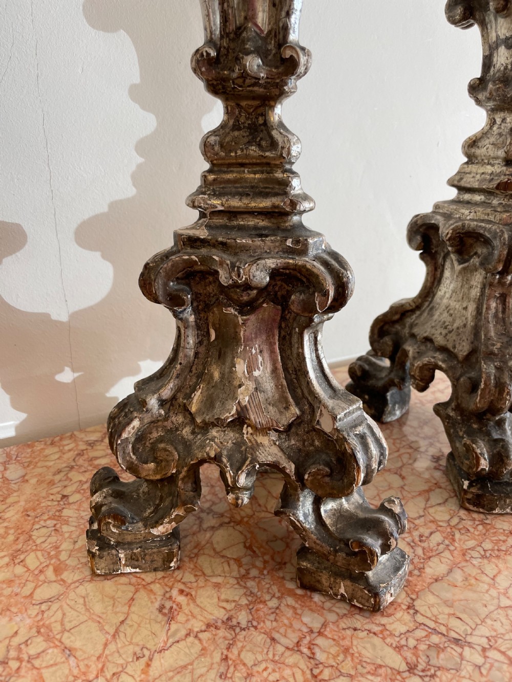 Pair of 19th century silvered altar sticks  View IV
