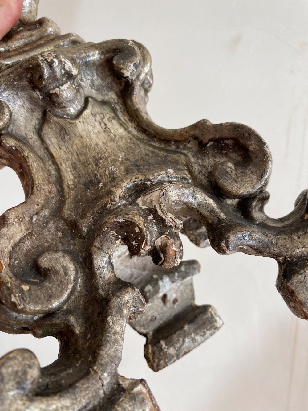 Pair of 19th century silvered altar sticks  View IX