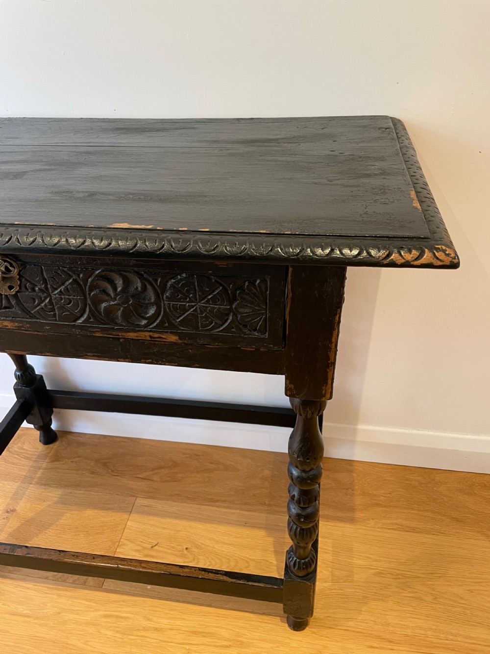 18th century painted oak side table  View II