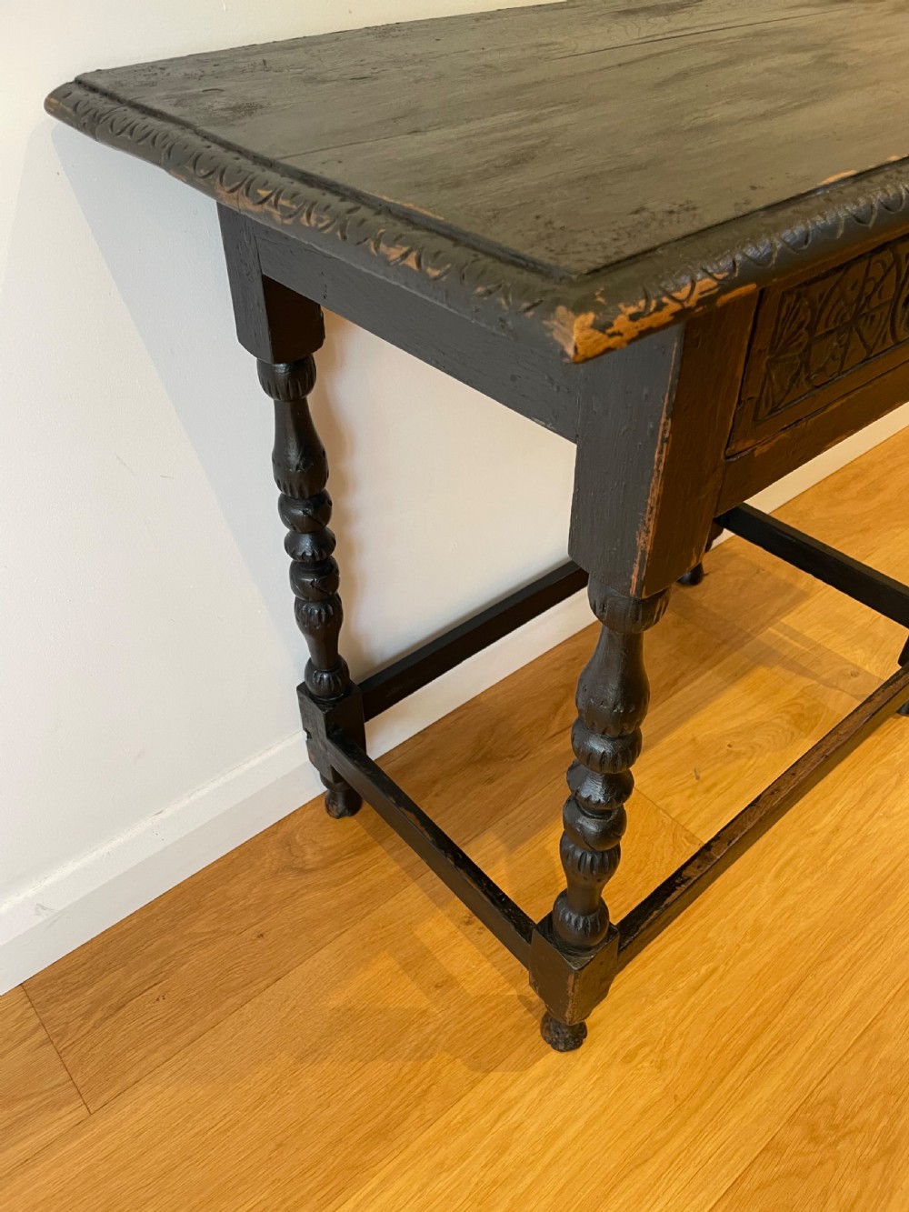 18th century painted oak side table  View III