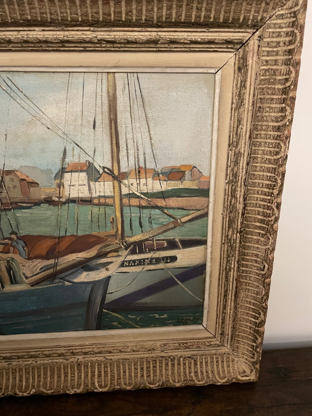 Oil painting of a harbour scene  View II