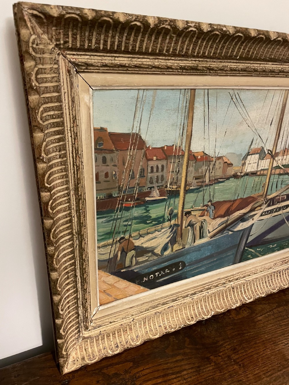 Oil painting of a harbour scene  View III