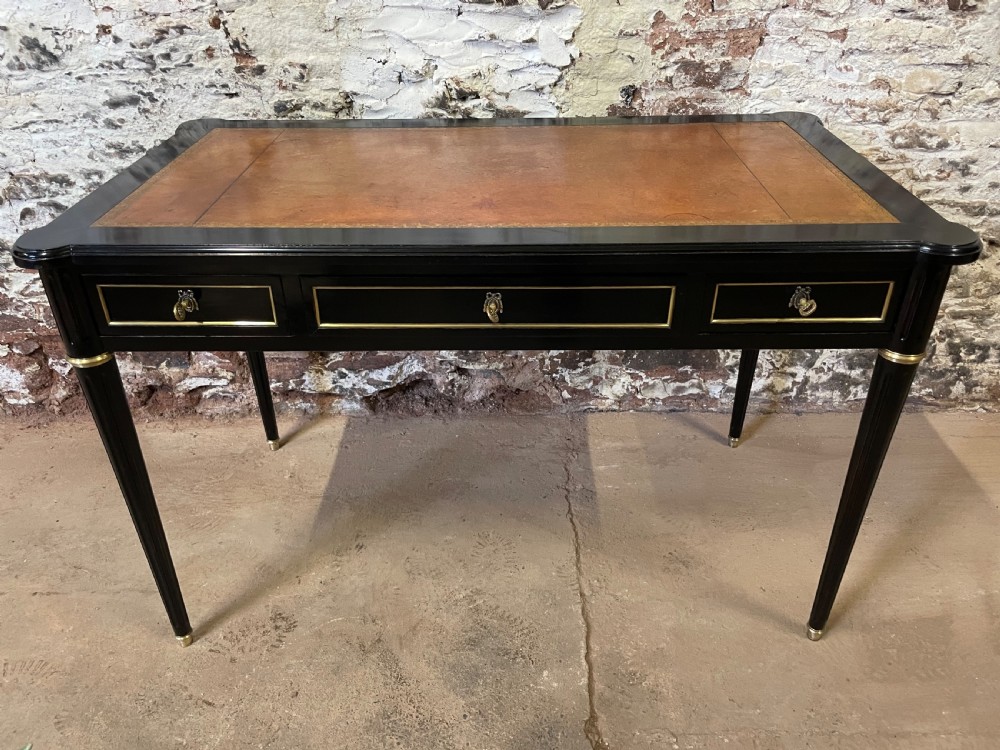 3 drawer ebonised writing desk 