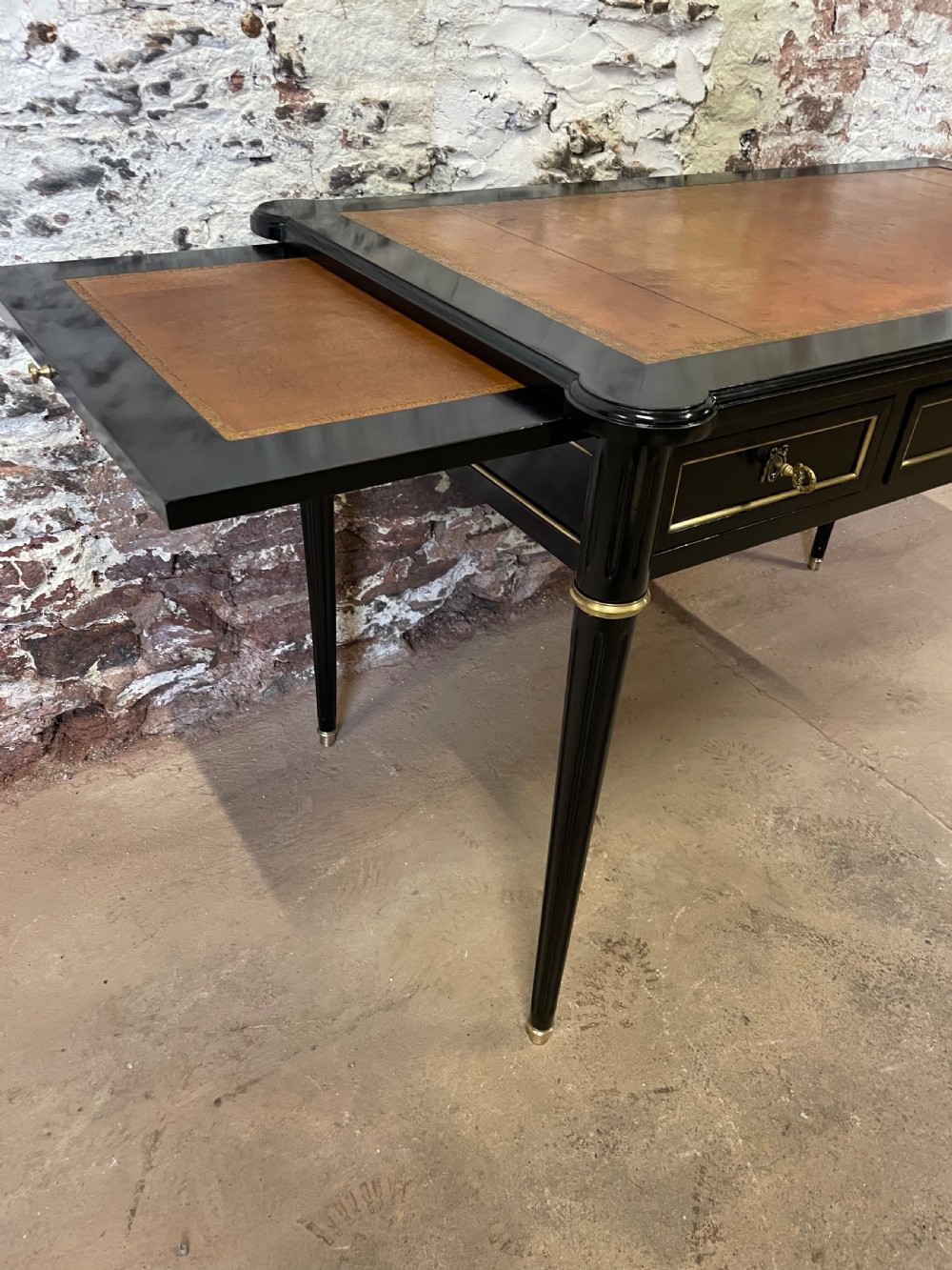 3 drawer ebonised writing desk  View X