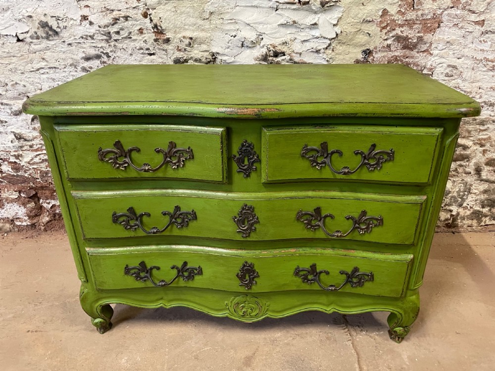 Painted serpentine fronted commode 