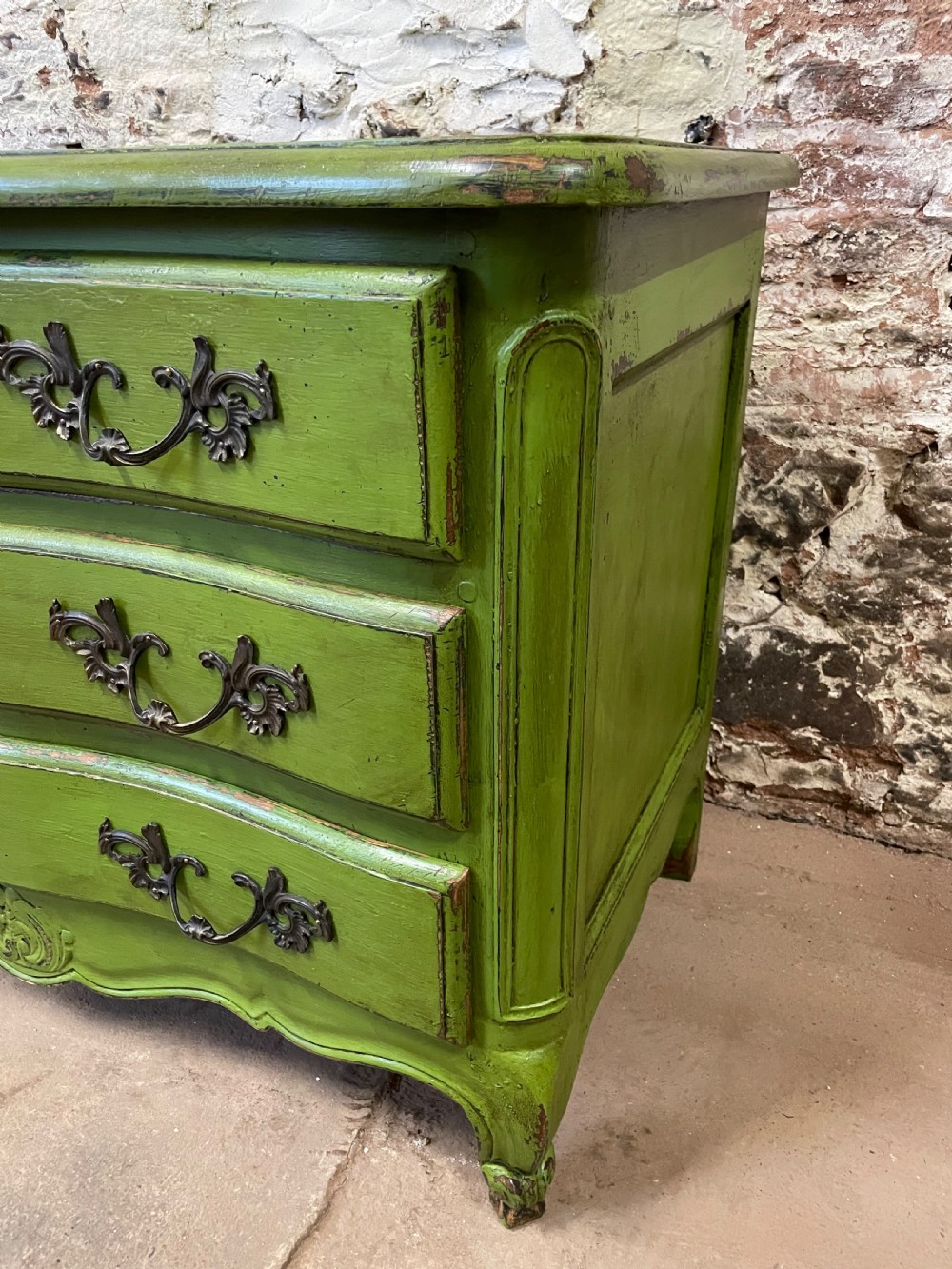 Painted serpentine fronted commode  View II