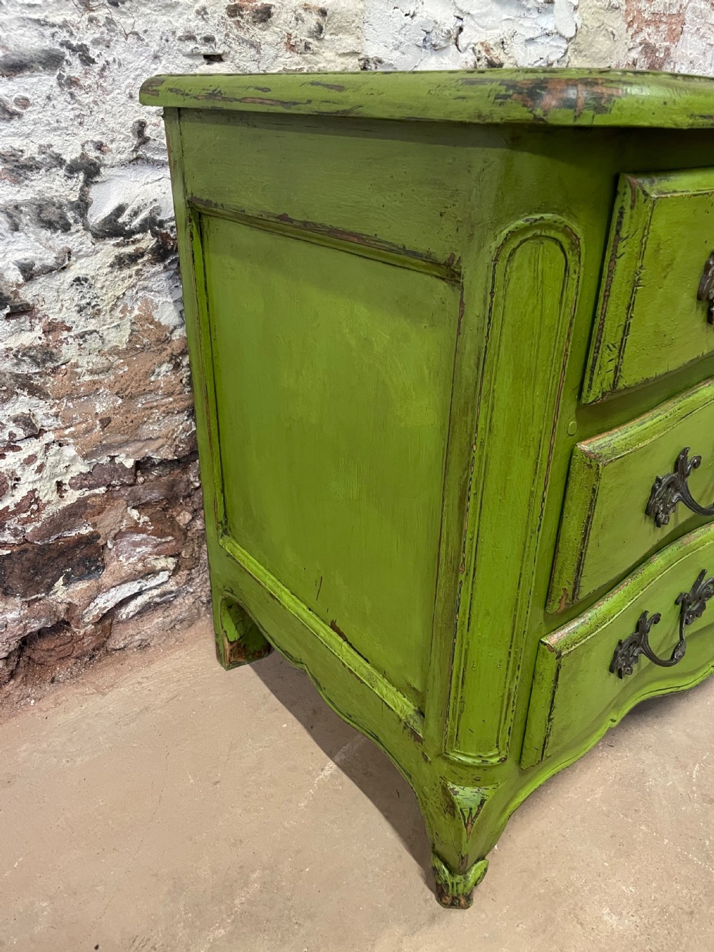 Painted serpentine fronted commode  View III