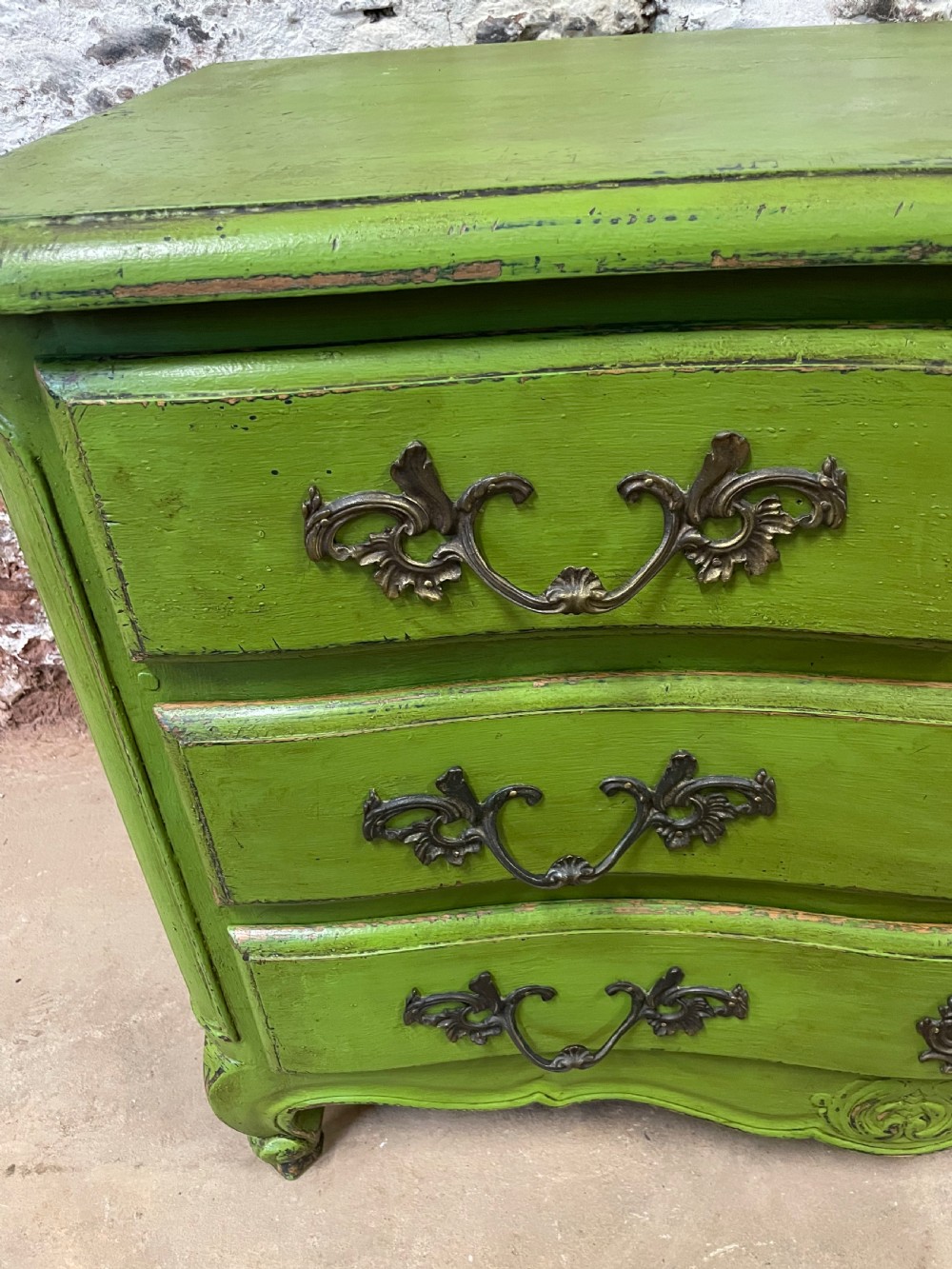 Painted serpentine fronted commode  View IV
