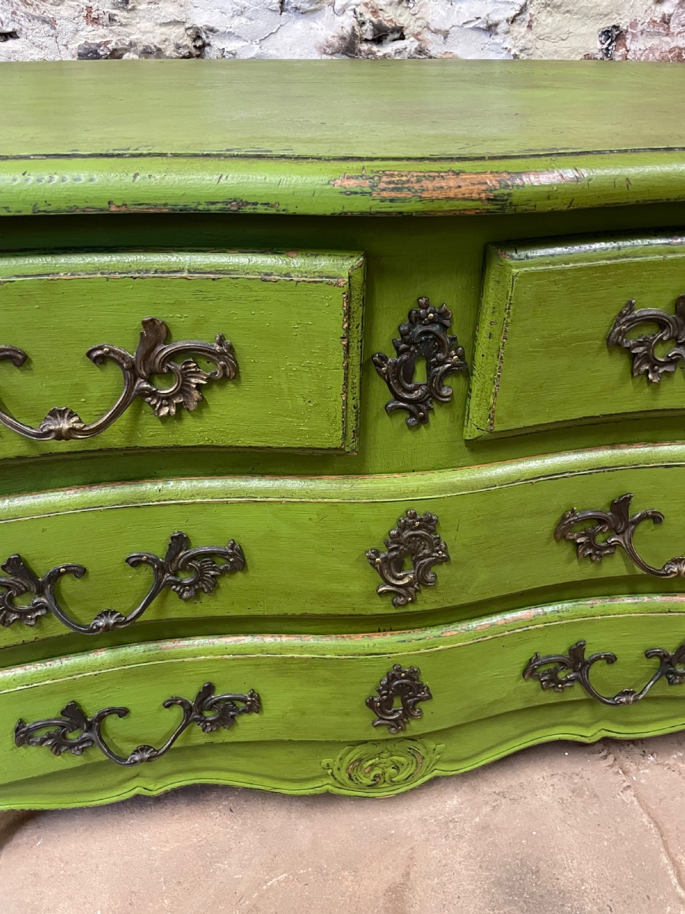 Painted serpentine fronted commode  View V
