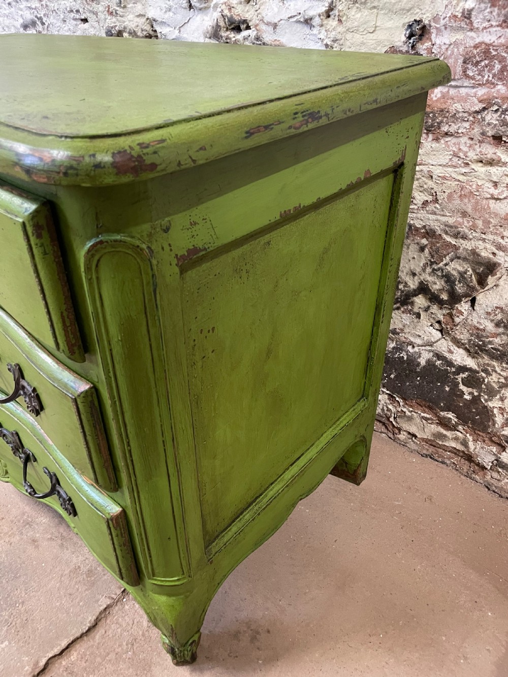 Painted serpentine fronted commode  View X