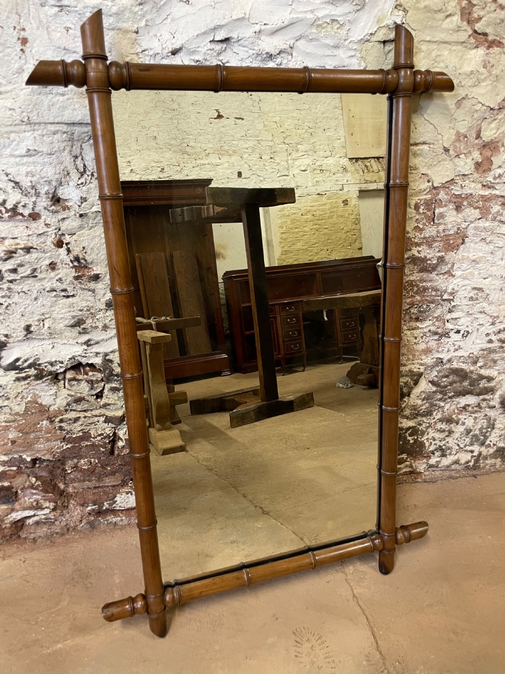 Large faux bamboo mirror 