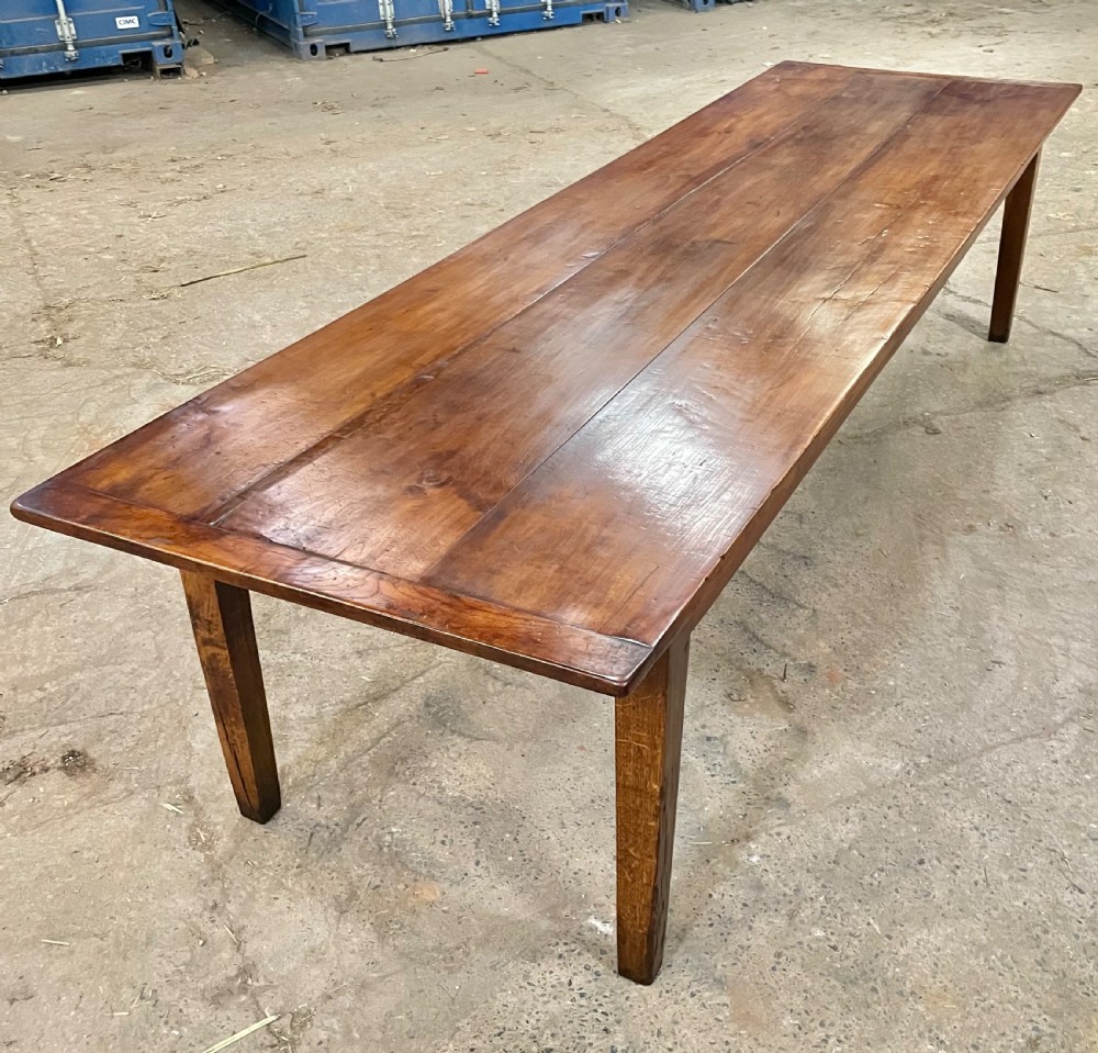 Long and wide antique cherrywood farmhouse table 