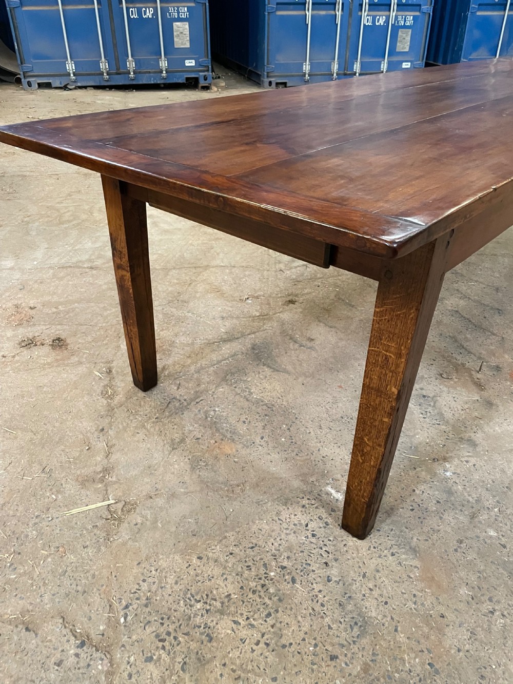 Long and wide antique cherrywood farmhouse table  View II